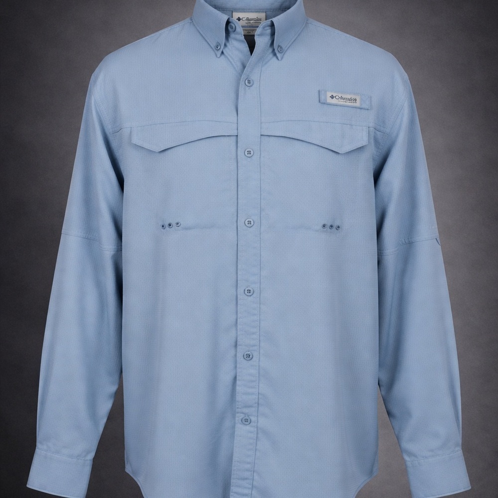 Columbia PFG Fishing Shirt Long Sleeve Blue Men’s L Performance